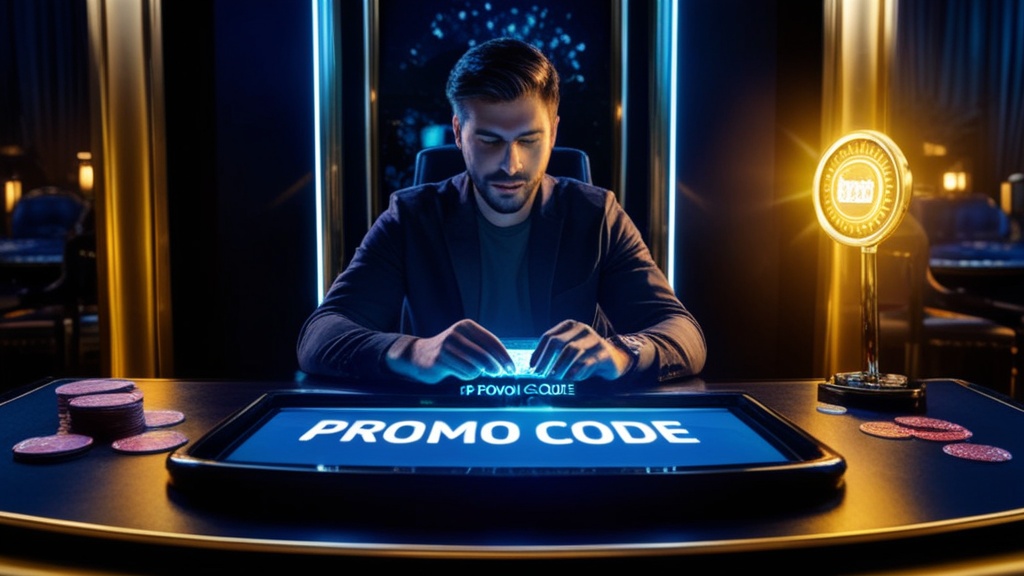 Rejestracja w kasynie z wpisywaniem kodu promocyjnego na ciemnym tle
